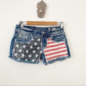 Miss Me American Flag Sequin Cut Off Short